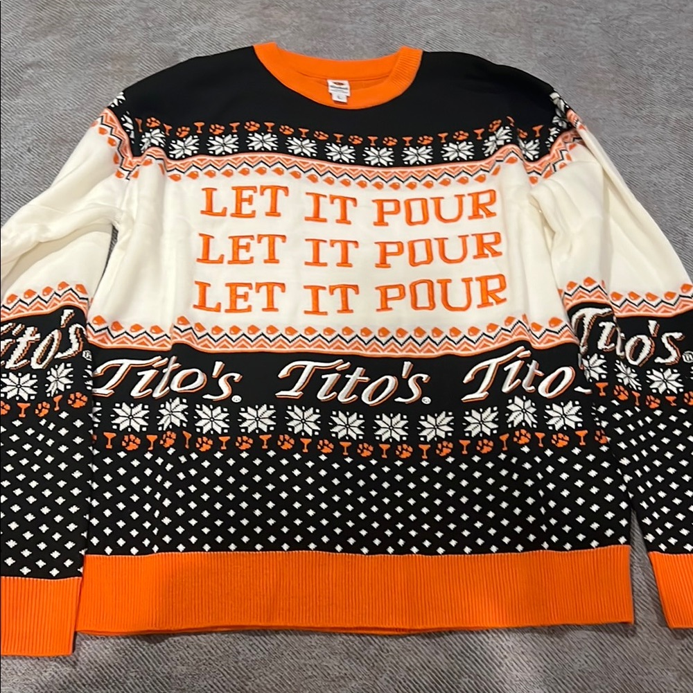 Orange and Black Men's Sweater